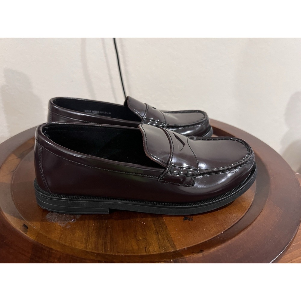 Florsheim Kids Croquet Penny Loafer Burgundy Leather Slip On Shoes Dress 3.5 W